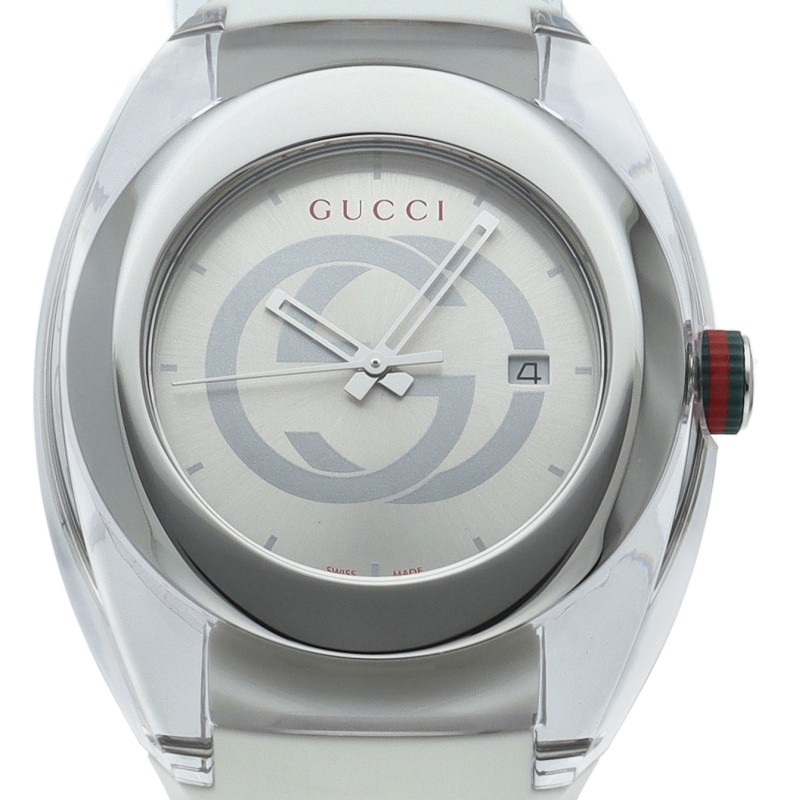 GUCCI sink men\'s watch YA137102A Stainless Steel/Resin/Rubber mensWatch Silv...