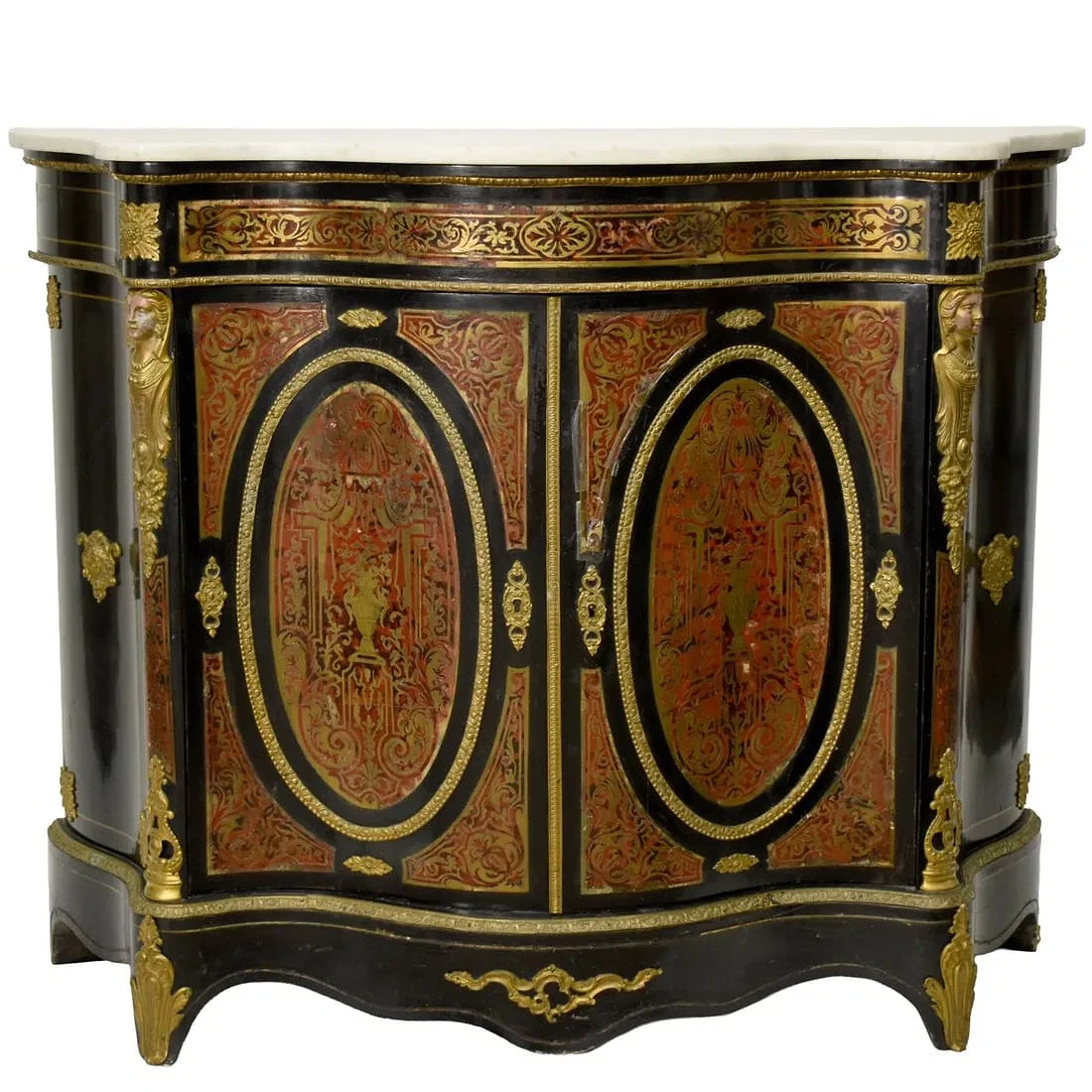 Antique French Style Marble Top Two Door Cupboard Antique French Style Marble Top Two Door Cupboard