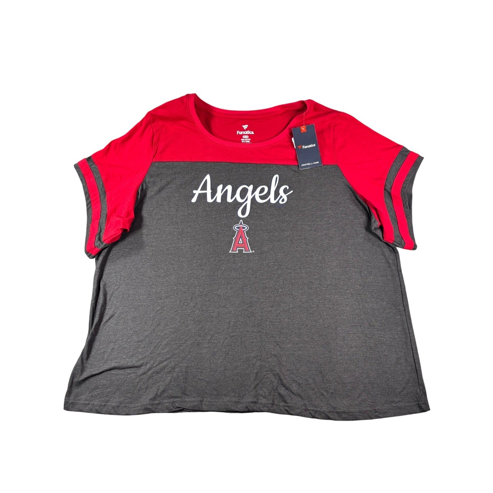 Fanatics Los Angeles Angels MLB Colorblock T-Shirt Red Gray Women 3X NEW Fanatics Los Angeles Angels MLB Colorblock T-Shirt Red Gray Women 3X NEW