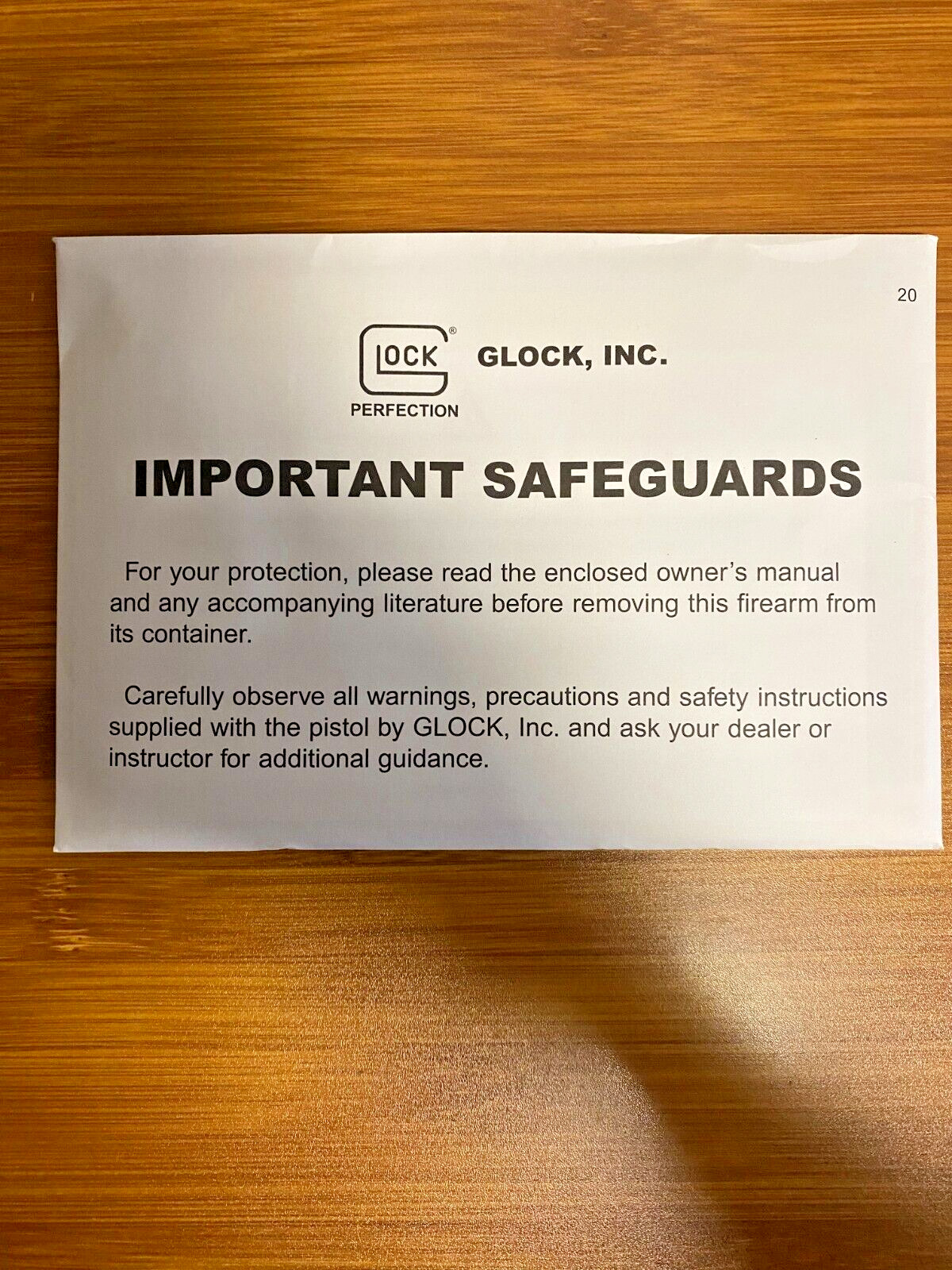 NEW Sealed Original Glock OEM Instruction Manual with warranty card all models NEW Sealed Original Glock OEM Instruction Manual with warranty card all models