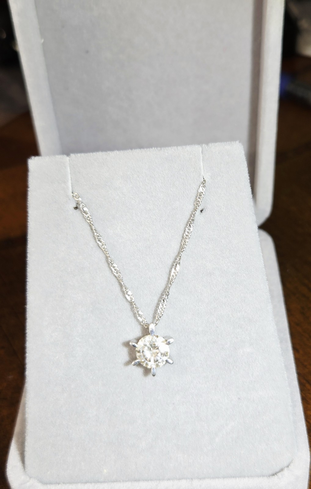 AMAZING PLATINUM 1.36ct NATURAL EARTH MINED DIAMOND SOLITAIRE NECKLACE 5.2g$9900