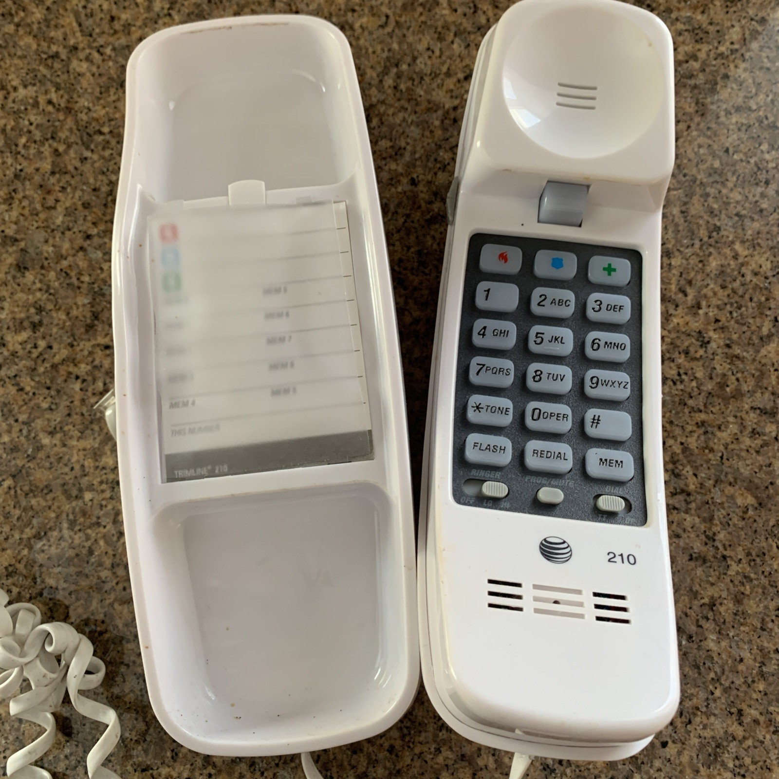 Vintage AT&T Trimline 210 Corded Home Phone Push Button Beige/White Telephone Vintage AT&T Trimline 210 Corded Home Phone Push Button Beige/White Telephone