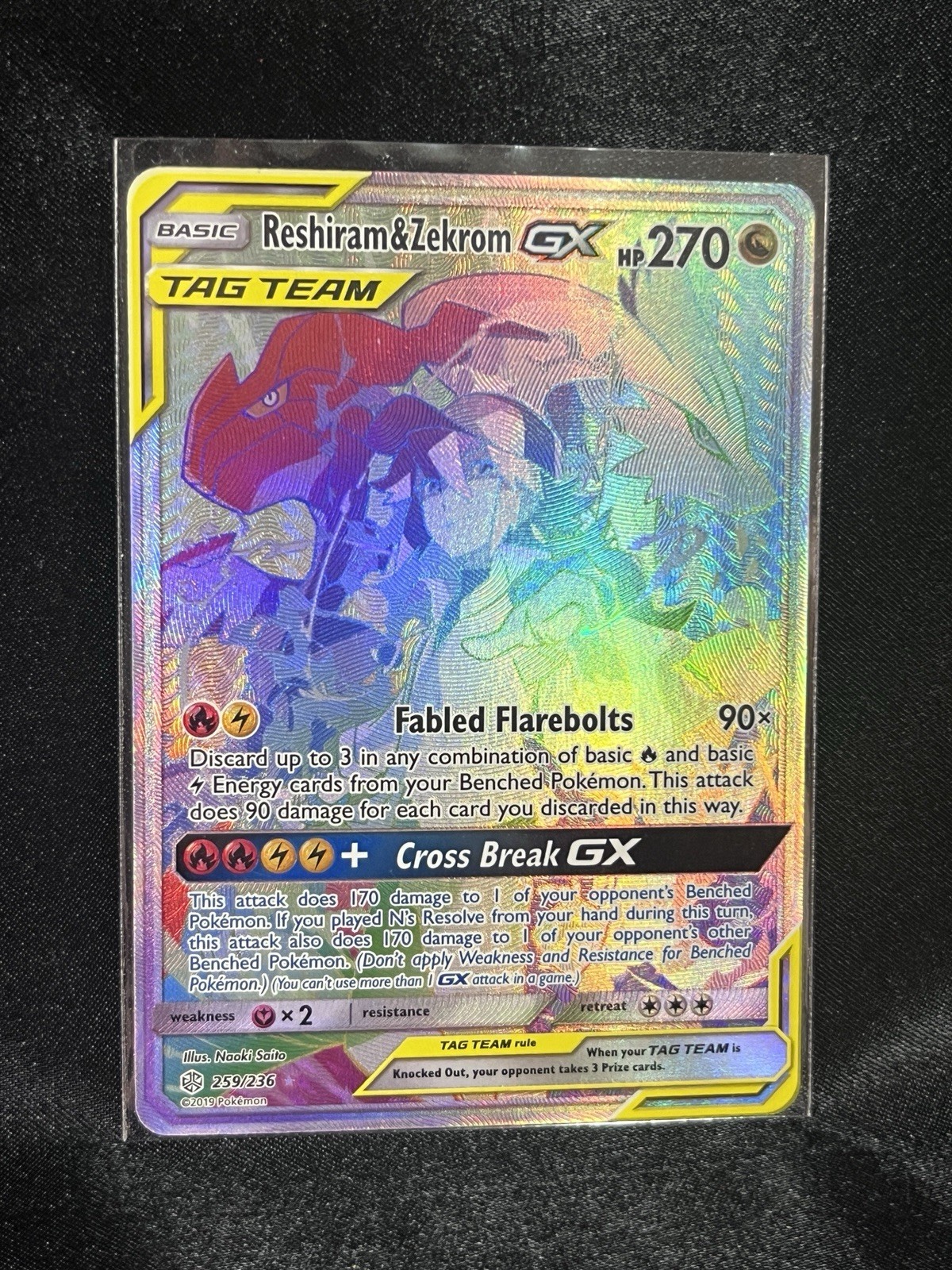 Reshiram & Zekrom GX (Secret) 259/236 Sm-Cosmic Eclipse Holo