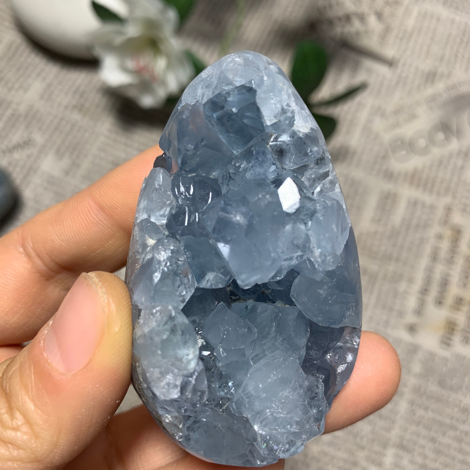 196g     Natural Beautiful Blue Celestite Crystal Geode Cave Mineral Specimen