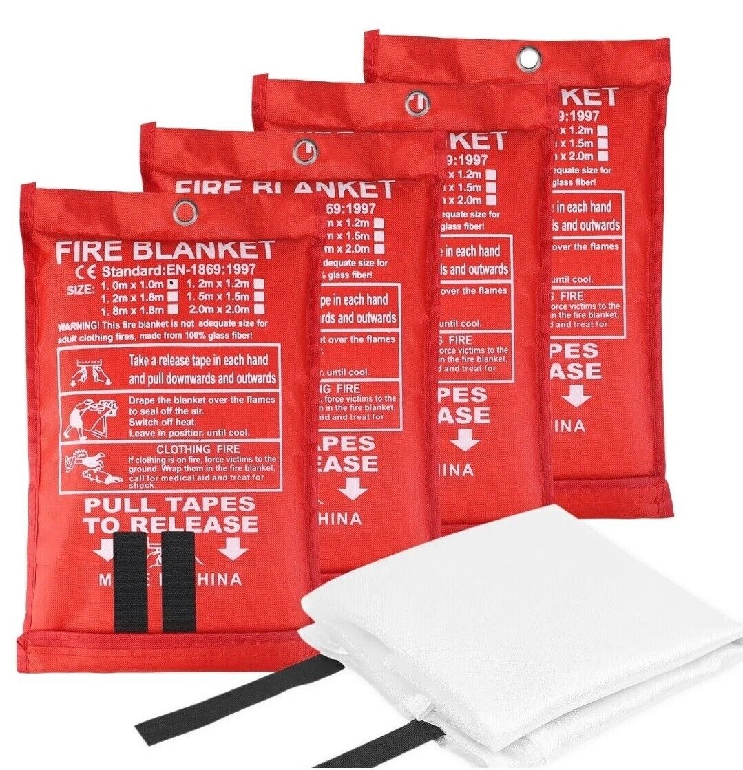 NEW 4-Pack Large Fire Blanket Fireproof For Home Kitchen Office Emergency Safety