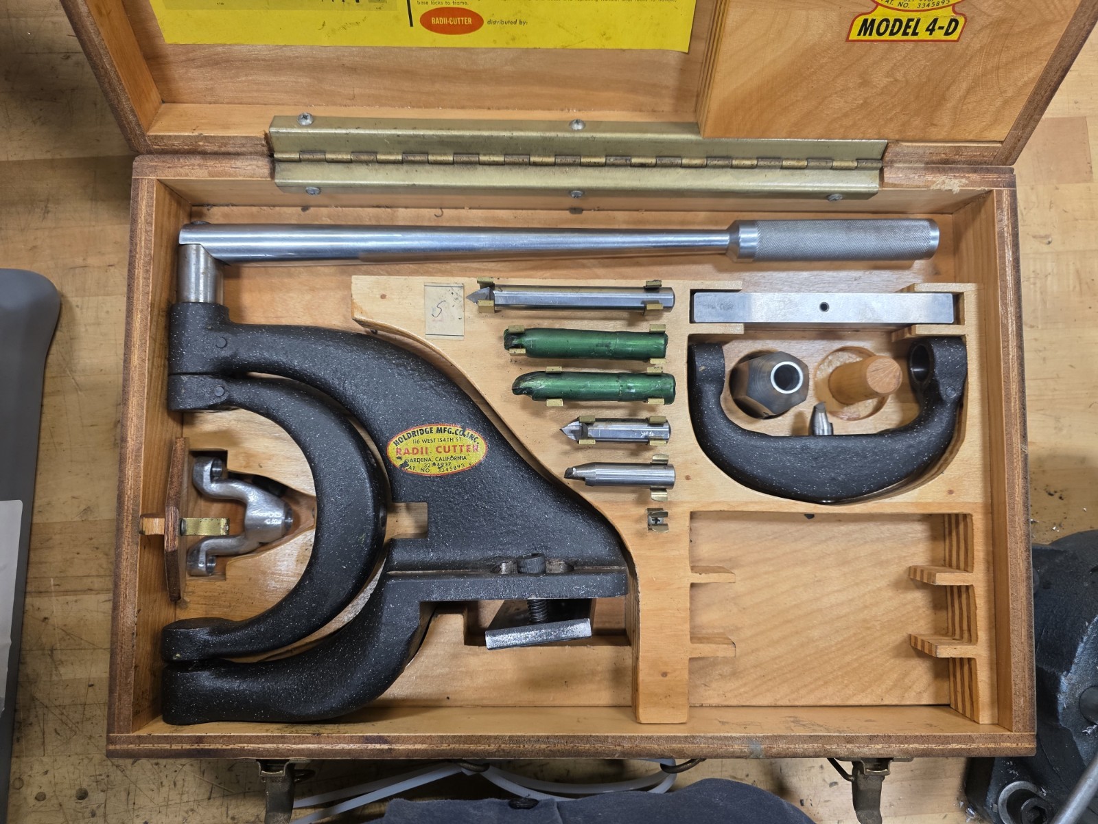 Vintage Holdridge Radii Cutter Model 4D Original Wood Case GREAT SHAPE
