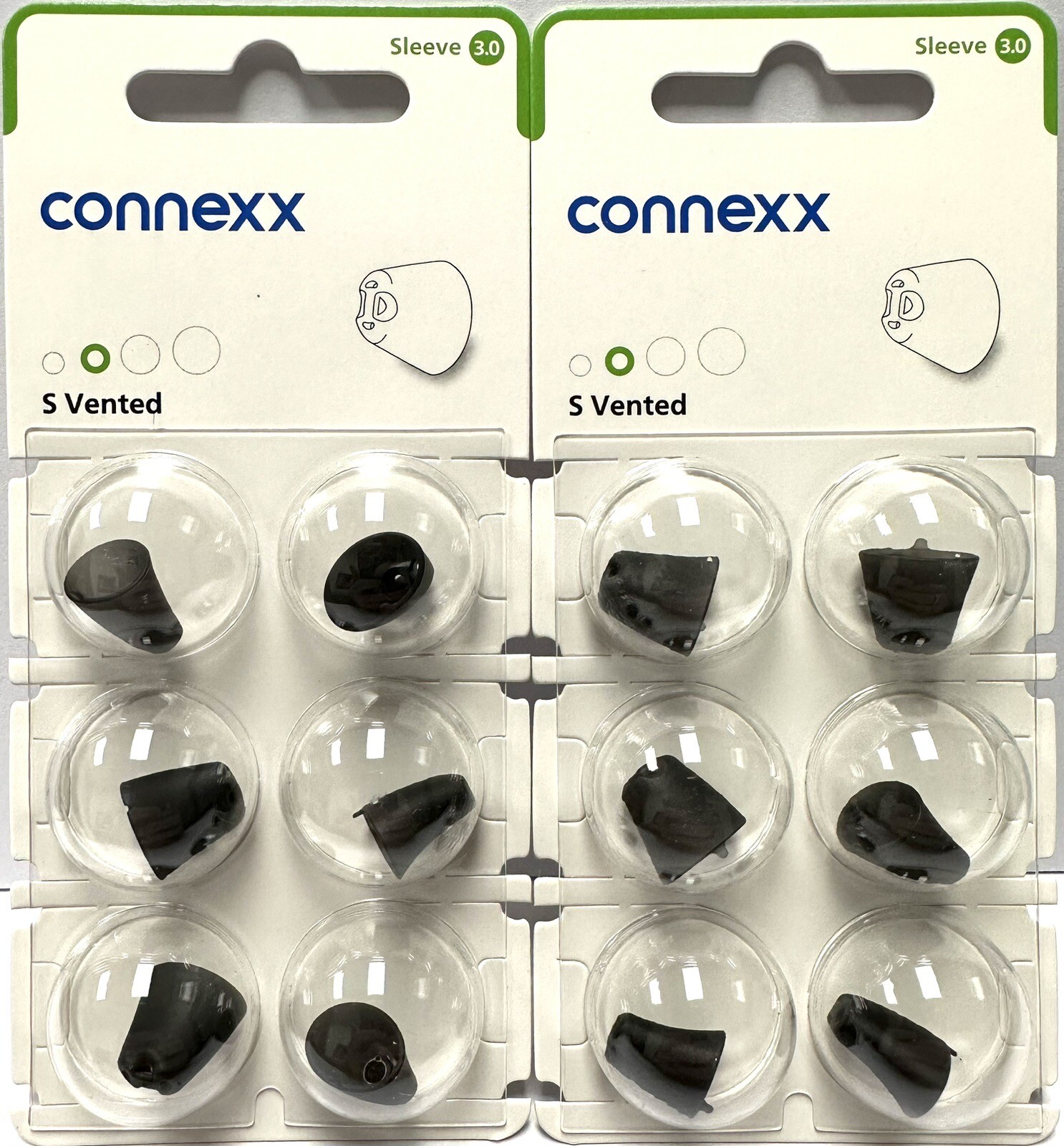 2 Pack S Vented Connexx Sleeve 3.0. Fits Signia Rexton Widex Miracle Ear. Small. 2 Pack S Vented Connexx Sleeve 3.0. Fits Signia Rexton Widex Miracle Ear. Small.