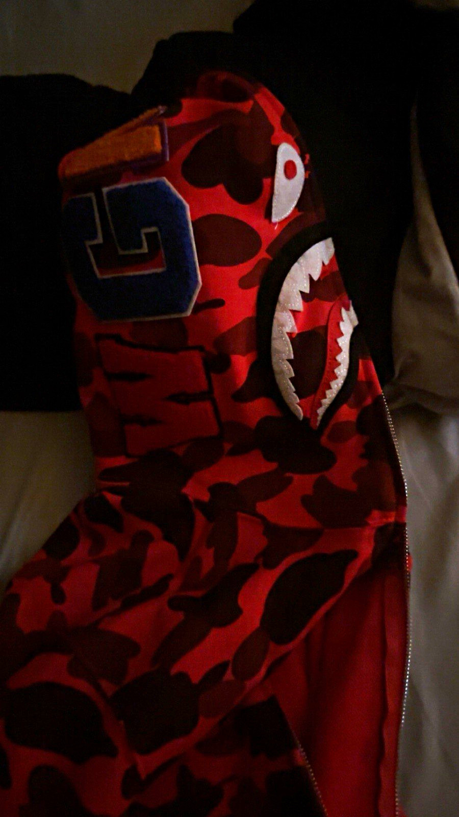 A Bathing Ape BAPE Red/Black Camo Full Zip Shark Hood Hoodie Embroidered S A Bathing Ape BAPE Red/Black Camo Full Zip Shark Hood Hoodie Embroidered S