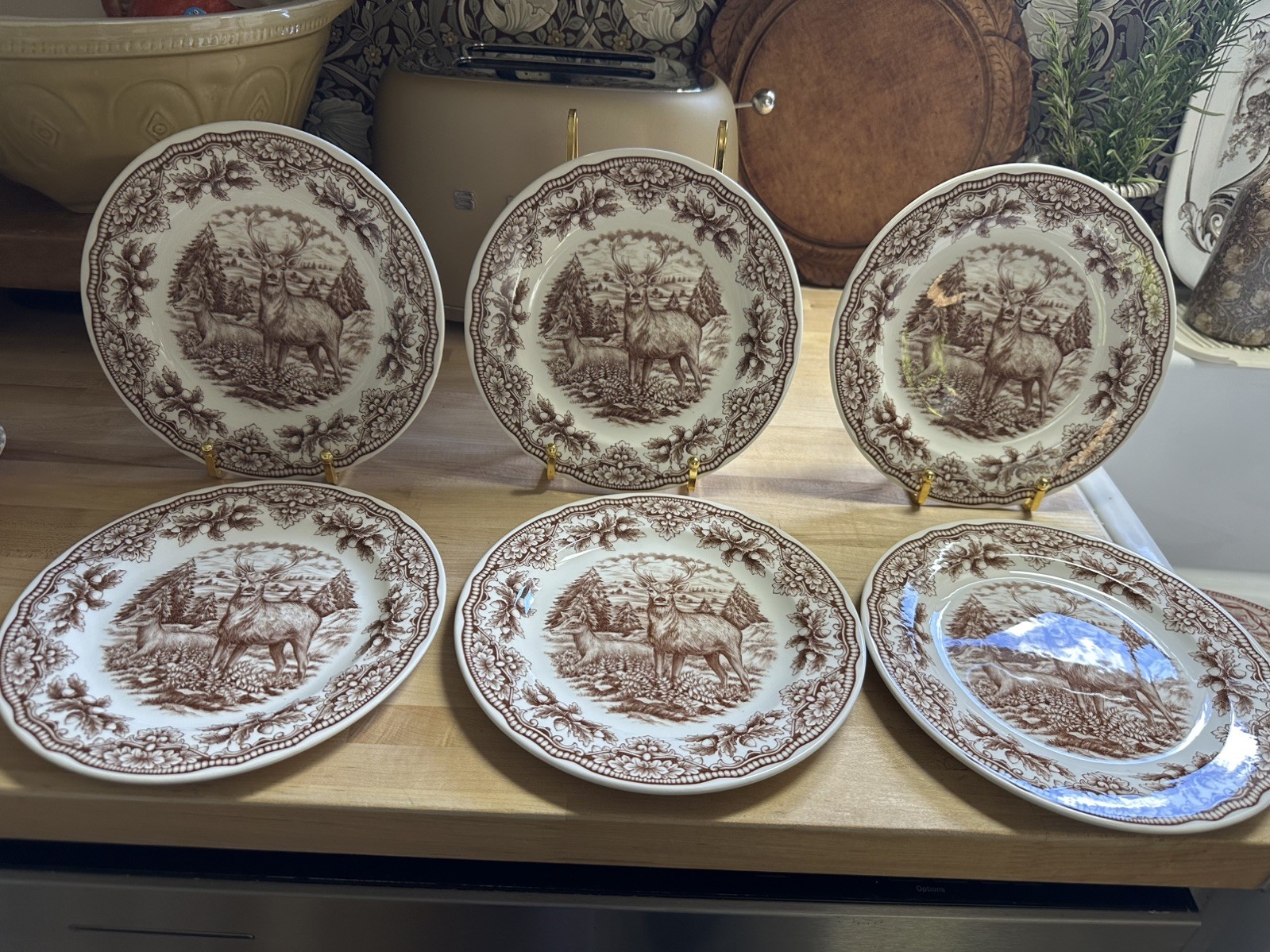 ROYAL STAFFORD 6 DEER BUCK STAG THANKSGIVING FALL DESSERT SALAD PLATE ROYAL STAFFORD 6 DEER BUCK STAG THANKSGIVING FALL DESSERT SALAD PLATE