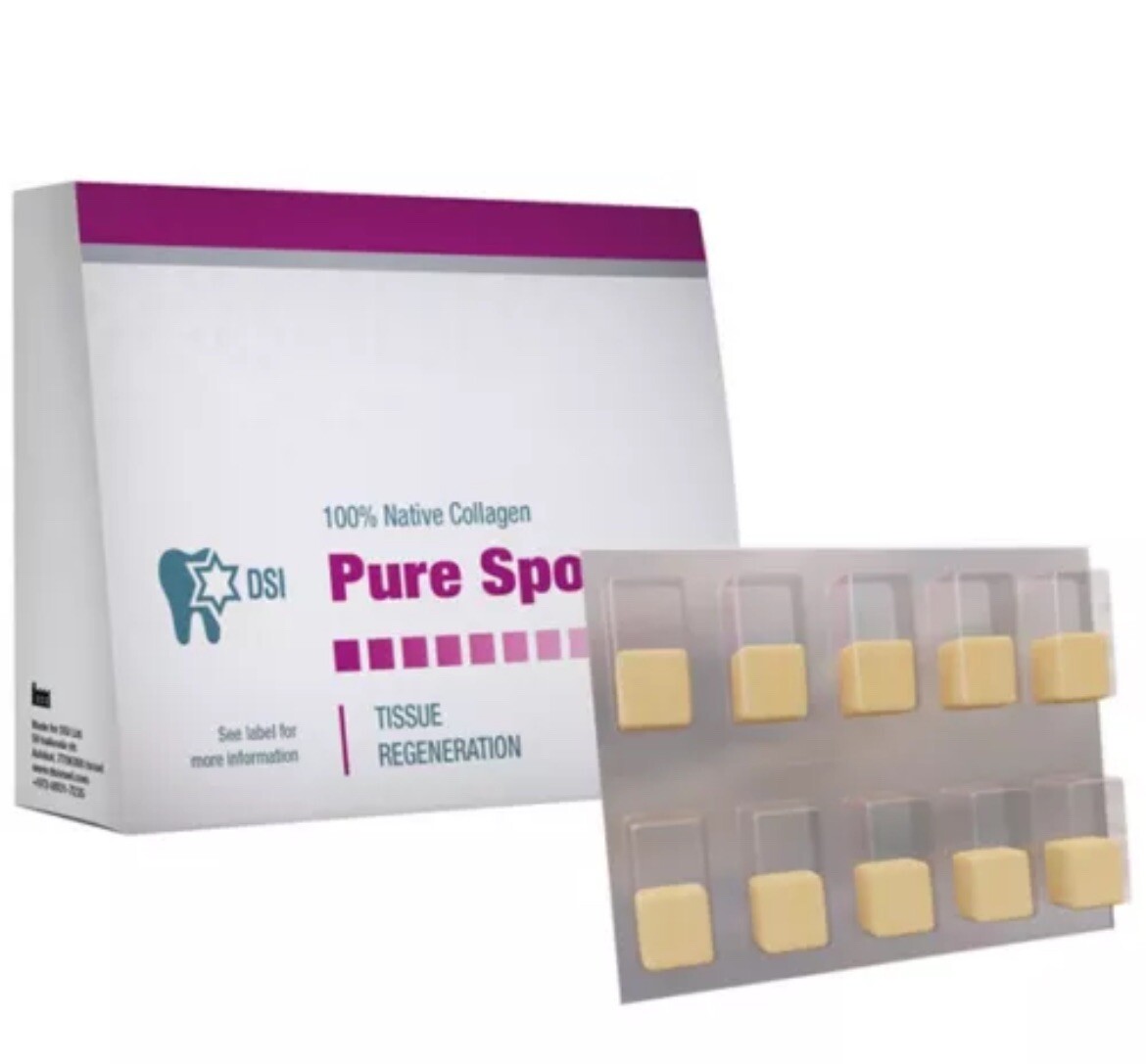 DSI Pure Sponge 10mm x 20mm, 100% Collagen Plug, Box of 10, Blister Pack DSI Pure Sponge 10mm x 20mm, 100% Collagen Plug, Box of 10, Blister Pack