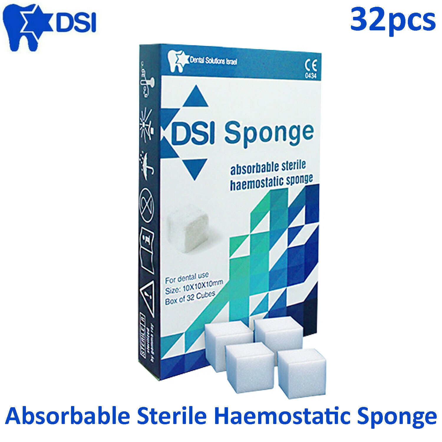 DSI Hemostatic Sponge Dental Absorbable Sterile 32pcs Gelfoam Hemocollagene DSI Hemostatic Sponge Dental Absorbable Sterile 32pcs Gelfoam Hemocollagene