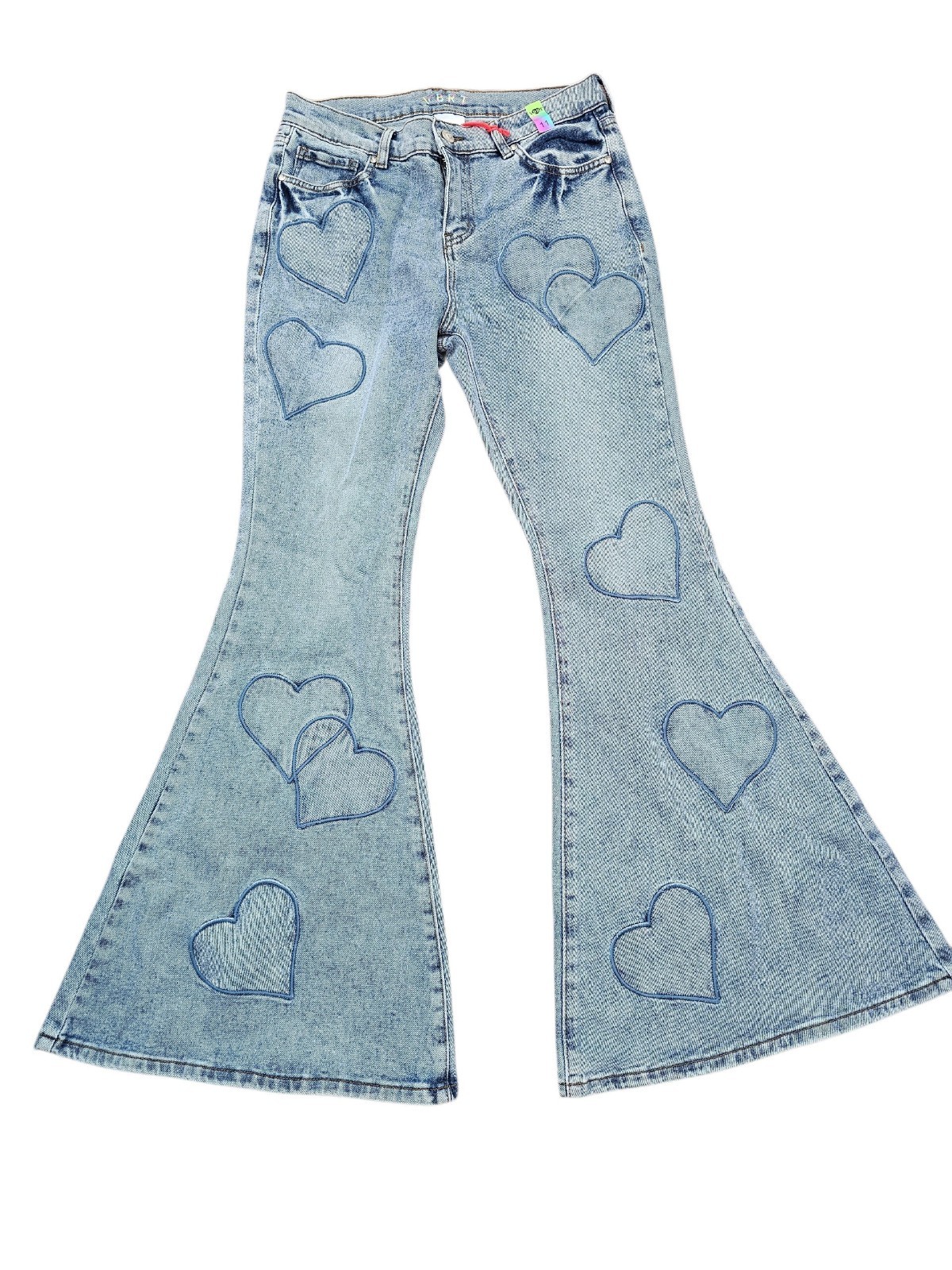 VBRT Vibrant MIU Heart Flare Jeans NWT Size 11 W29 Light Wash #Festival #Flare VBRT Vibrant MIU Heart Flare Jeans NWT Size 11 W29 Light Wash #Festival #Flare
