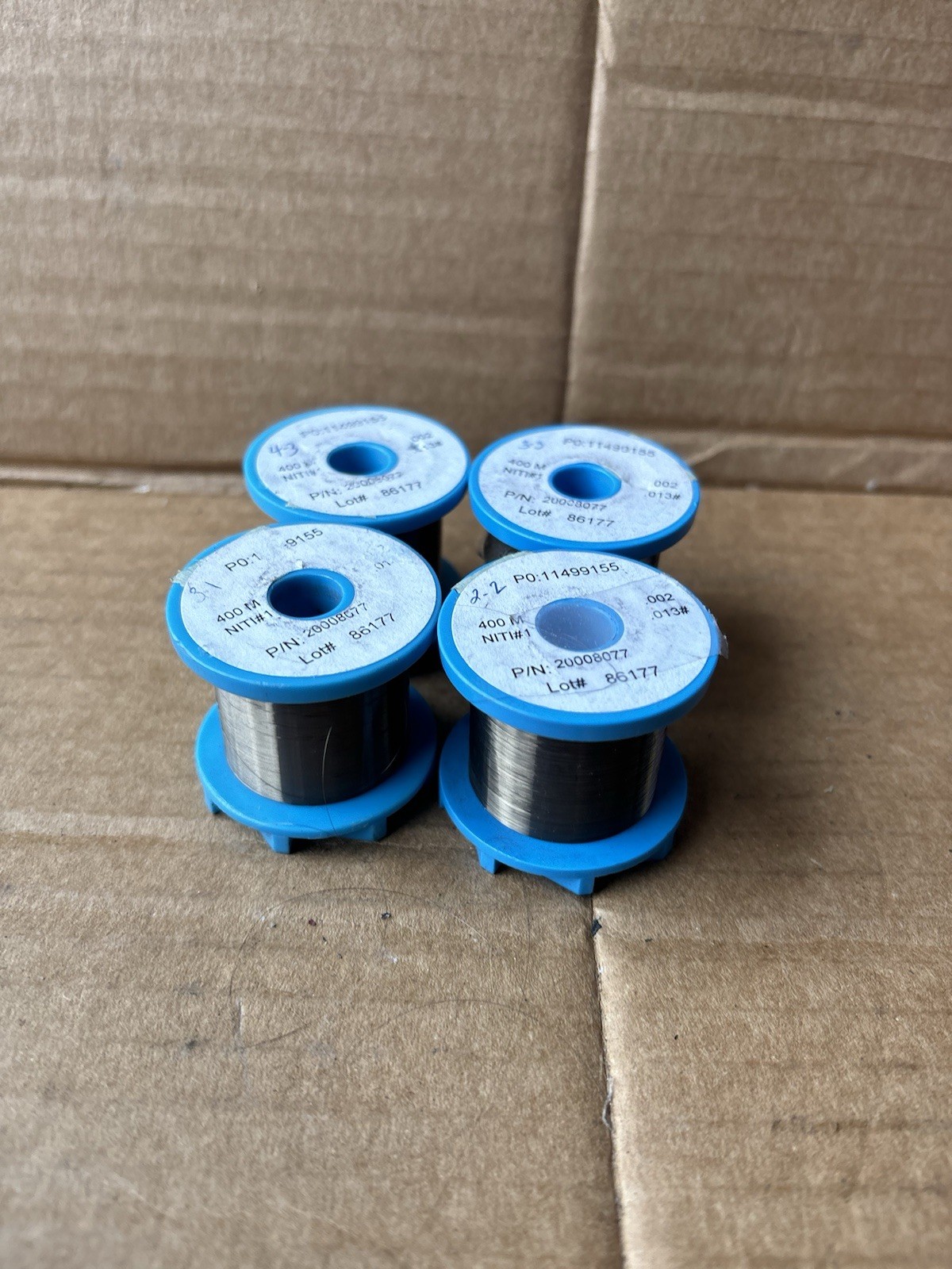 4 Spools Medical Braid Wire PO: 11499155 400 NITI#1 End Braid Wire Used ( 4) 4 Spools Medical Braid Wire PO: 11499155 400 NITI#1 End Braid Wire Used ( 4)