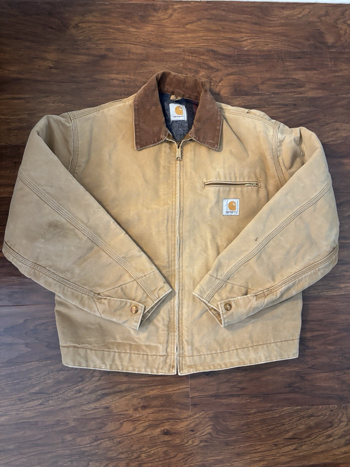Carhartt Detroit Jacket Mens Large Tan Canvas J97 J001 BRN Vintage Y2K Blanket