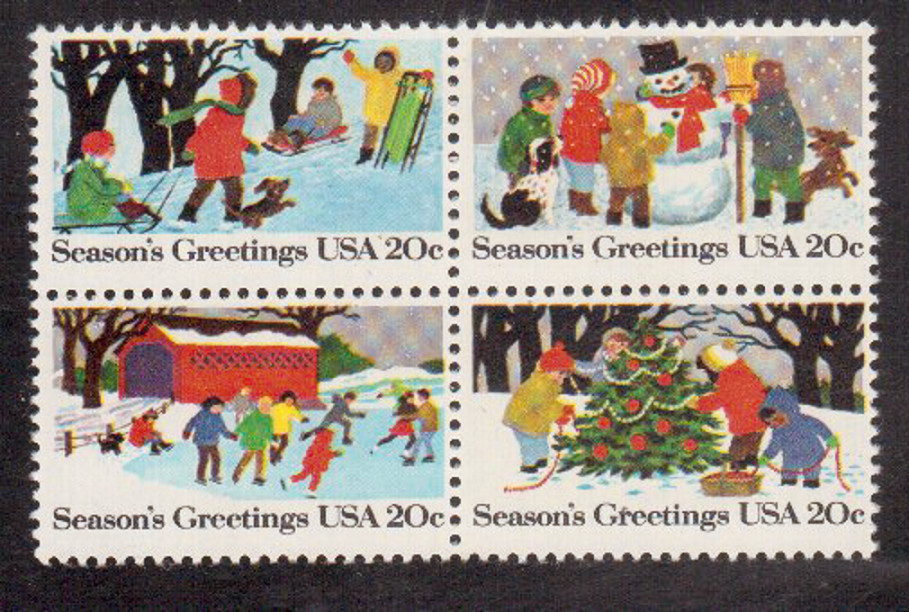 Scott # 2027/30...20 Cent...Season's Greetings...Block of 4 Scott # 2027/30...20 Cent...Season's Greetings...Block of 4