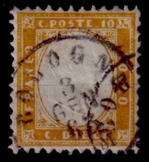1862 - EFFIGY c. 10 TOOTH, USED with Bologna stamp EXCELLENT CENTERING