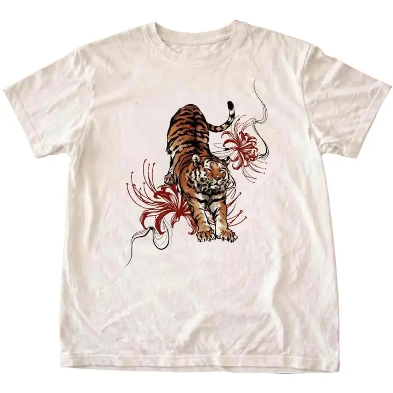 Unisex Vintage Y2K White Tiger Art Cotton Graphic T-Shirt Unisex Vintage Y2K White Tiger Art Cotton Graphic T-Shirt