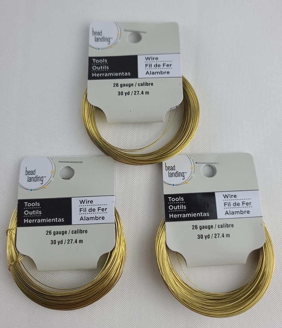 Brass Bead Landing 26 Gauge Gold Wire (lot Of Three 30 Yard Rolls) Brass Bead Landing 26 Gauge Gold Wire (lot Of Three 30 Yard Rolls)