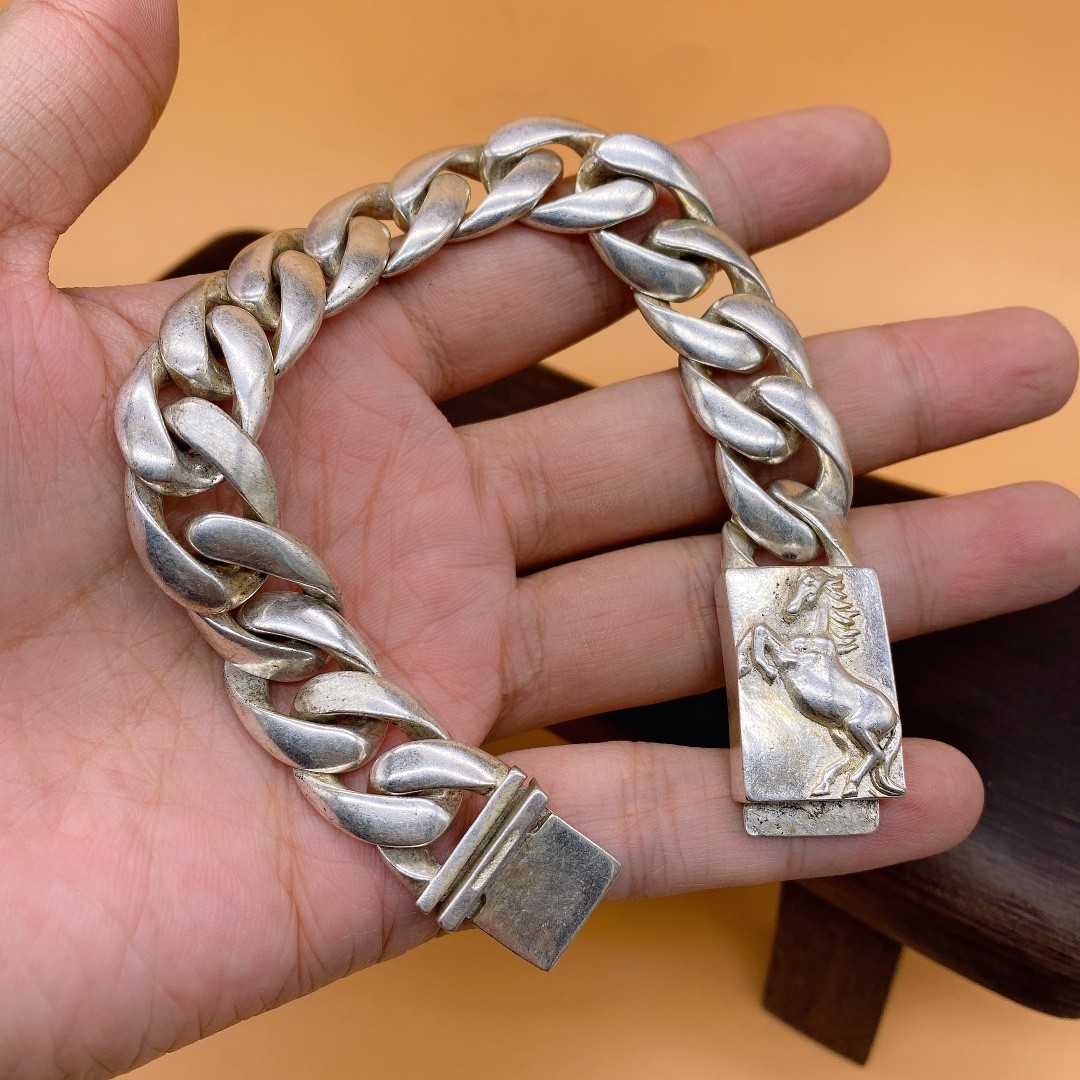Men\'s 925 Silver Bracelet. Length 8.6 Inches