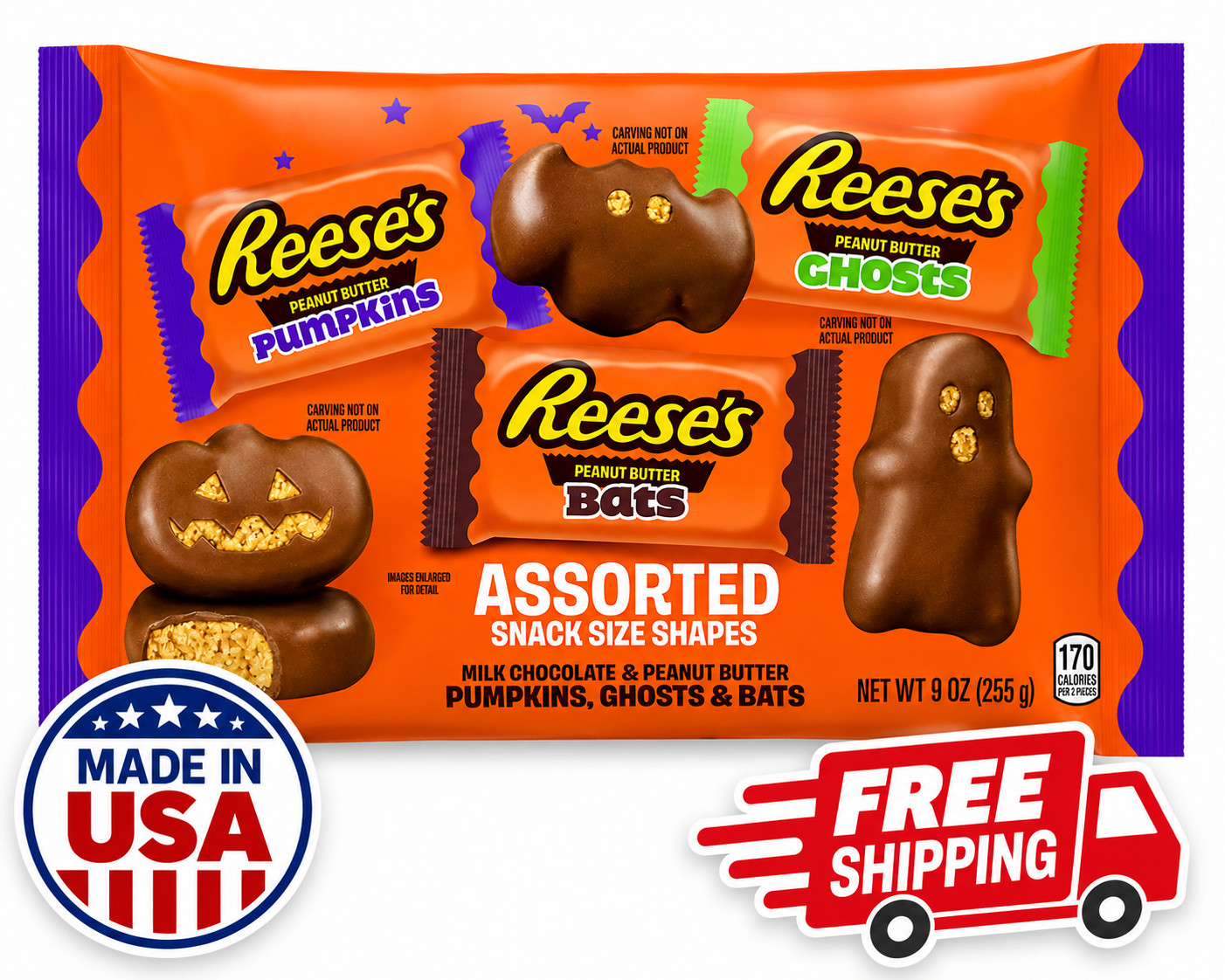 Reese\'s Assorted Milk Chocolate Snack Size Peanut Butter Shapes, Halloween Candy Reese\'s Assorted Milk Chocolate Snack Size Peanut Butter Shapes, Halloween Candy