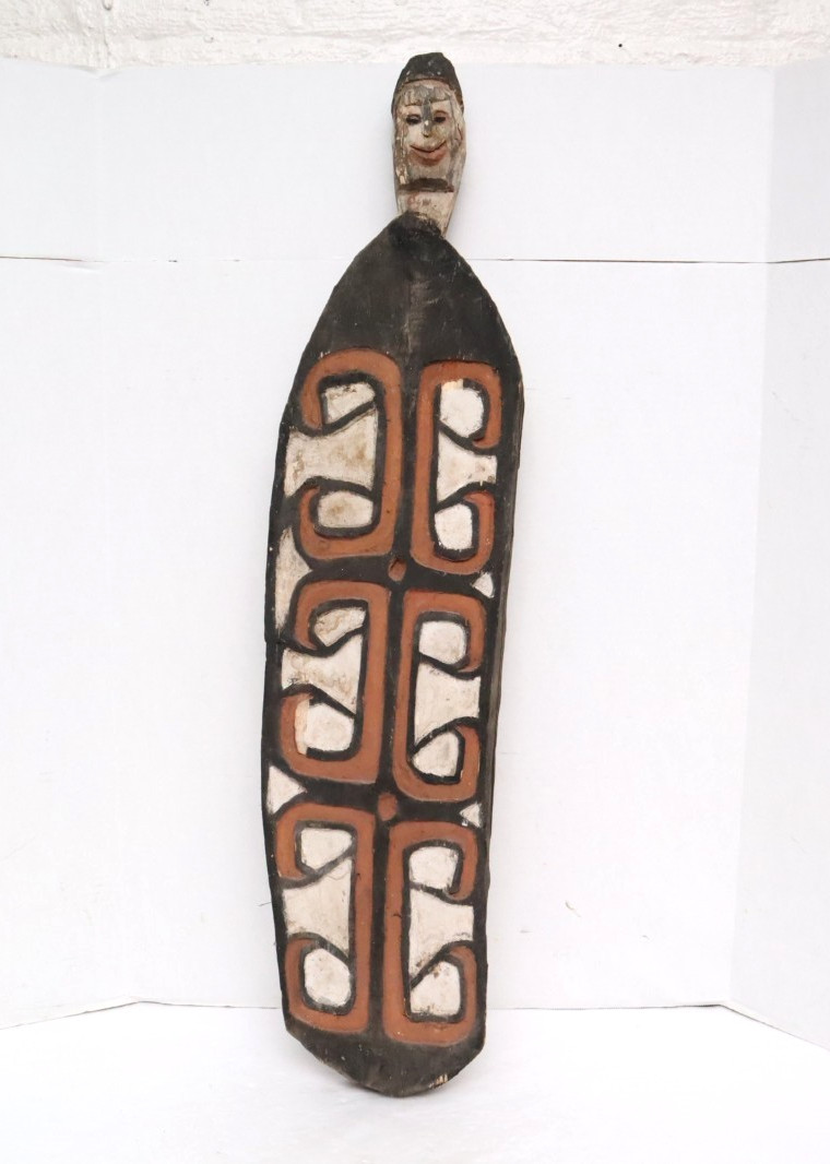 Vintage Asmat Shield from Papua New Guinea Hand Carved Figural 36