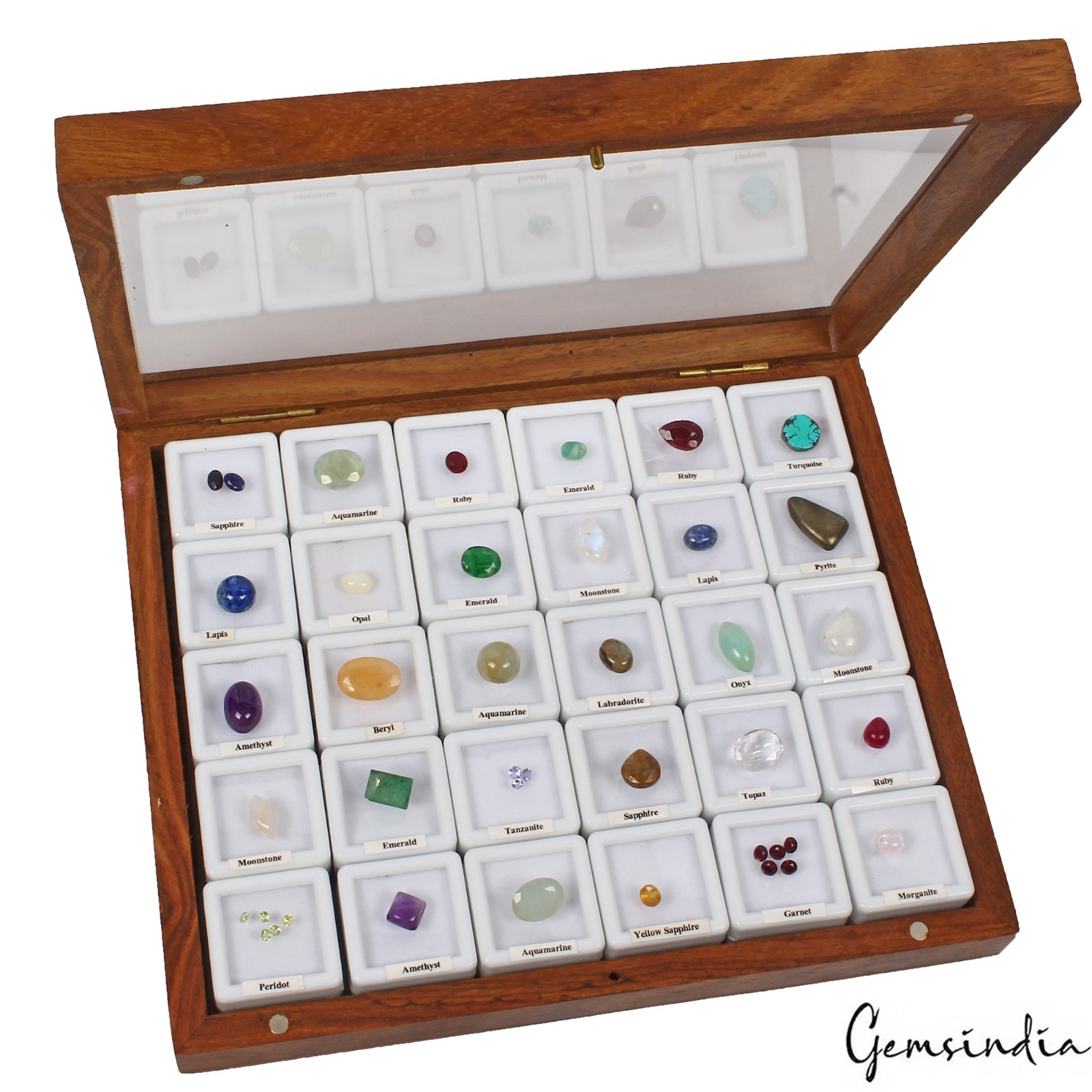 41 Pc Estate Genuine Semi Precious Loose Multi Gems Lot Collection + Wooden Box