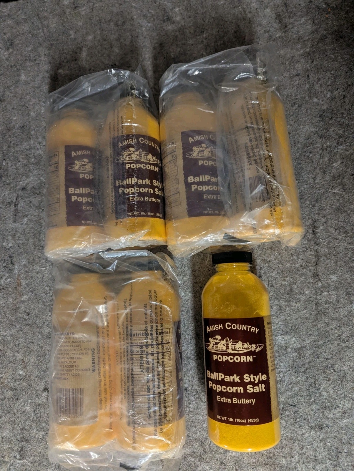 LOT of 7 Amish Country Popcorn Ballpark Style Extra Buttery Popcorn Salt 16 oz LOT of 7 Amish Country Popcorn Ballpark Style Extra Buttery Popcorn Salt 16 oz