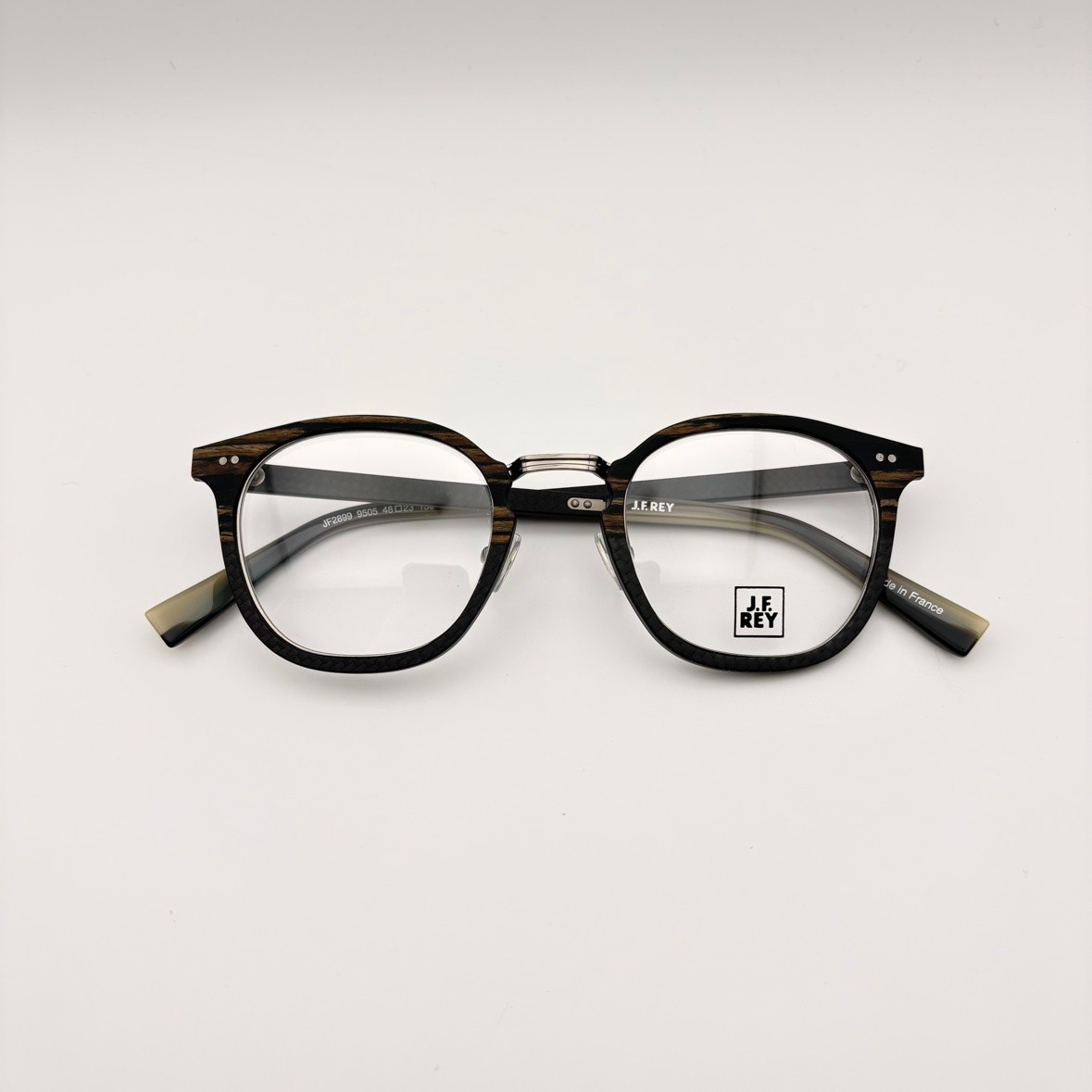 J.F. REY JF2899 9505 Dark Woodgrain Brown Round Eyeglasses 48mm NEW