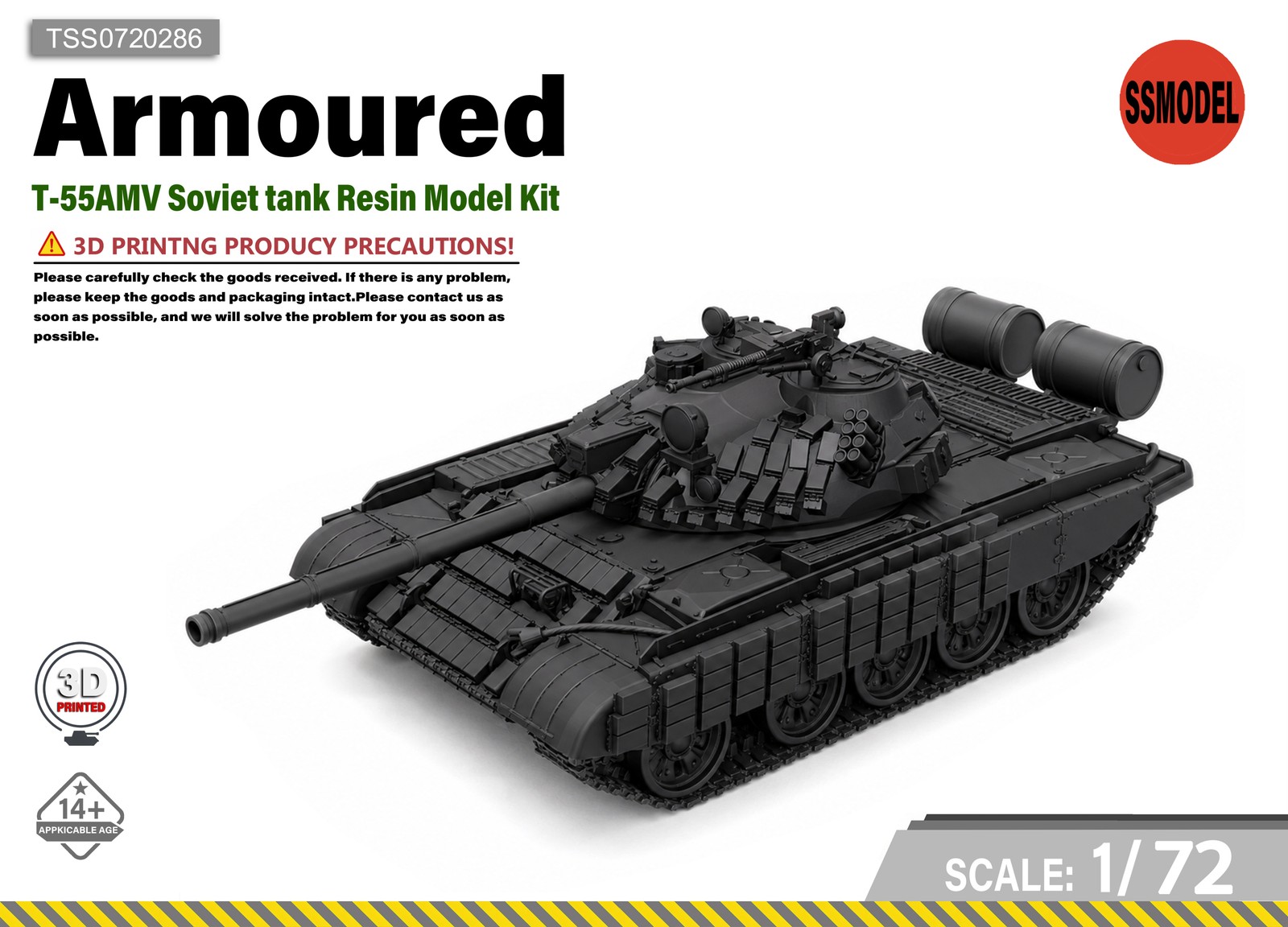 SSMODEL 1/72 T-55AMV Soviet tank Resin Model Kit TSS0720286