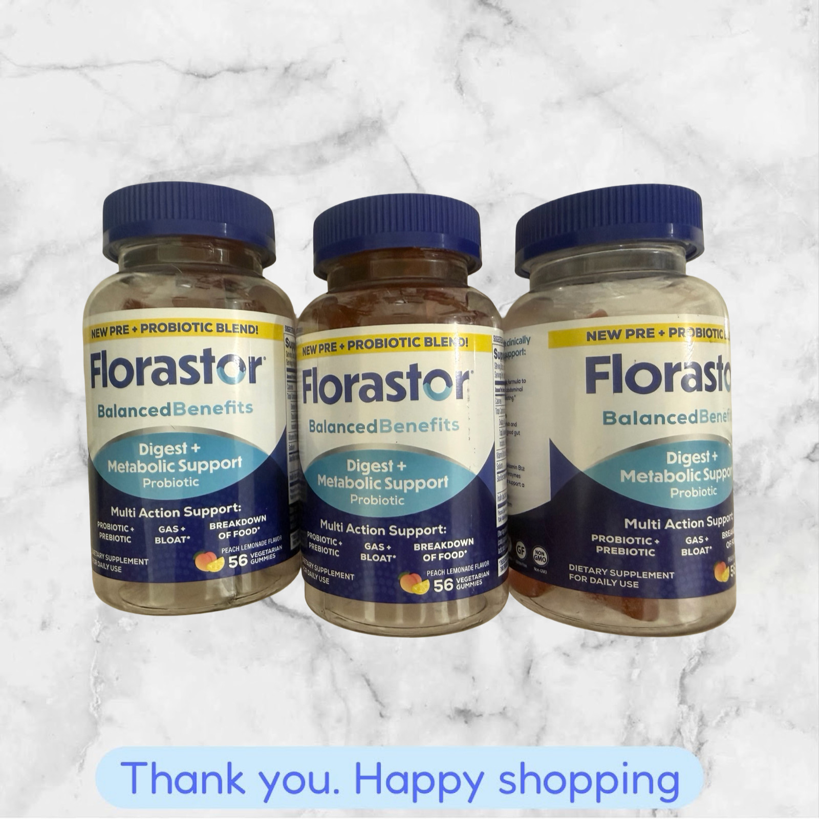 3X-Florastor Probiotic Gummies Digest Metabolic Support 56ct EXP2027++ NEW SHIP