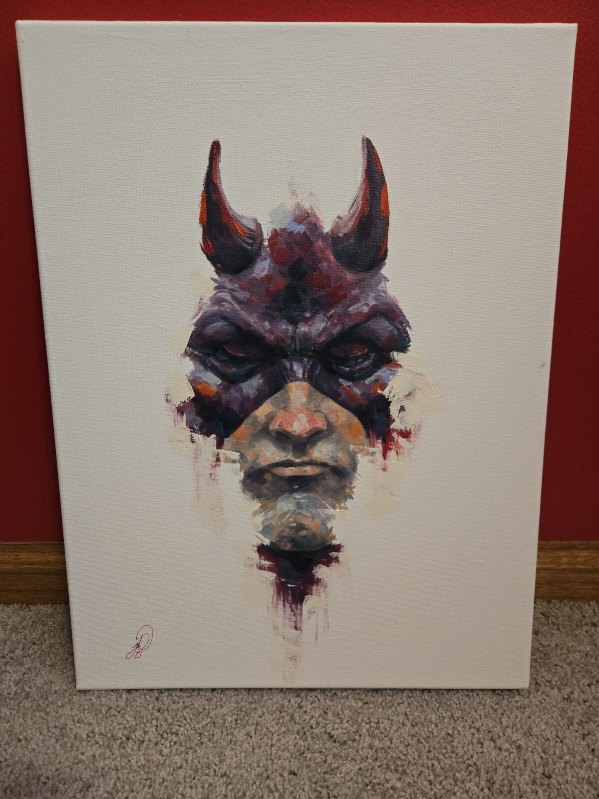 Daredevil By Johnny Desjardins Original Painting On Canvas 12x17 Daredevil By Johnny Desjardins Original Painting On Canvas 12x17