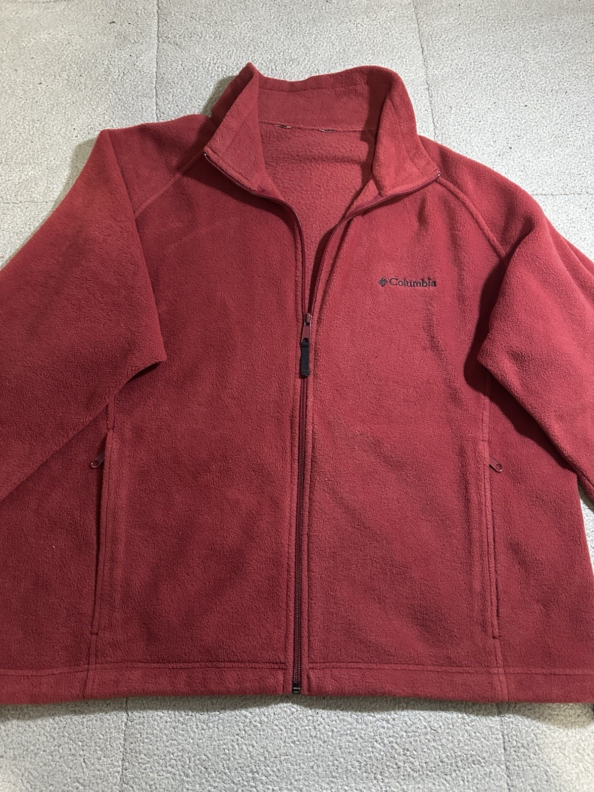 Columbia Men’s Red Fleece Jacket Full Zip Pockets Embroidered Logo Size L Columbia Men’s Red Fleece Jacket Full Zip Pockets Embroidered Logo Size L