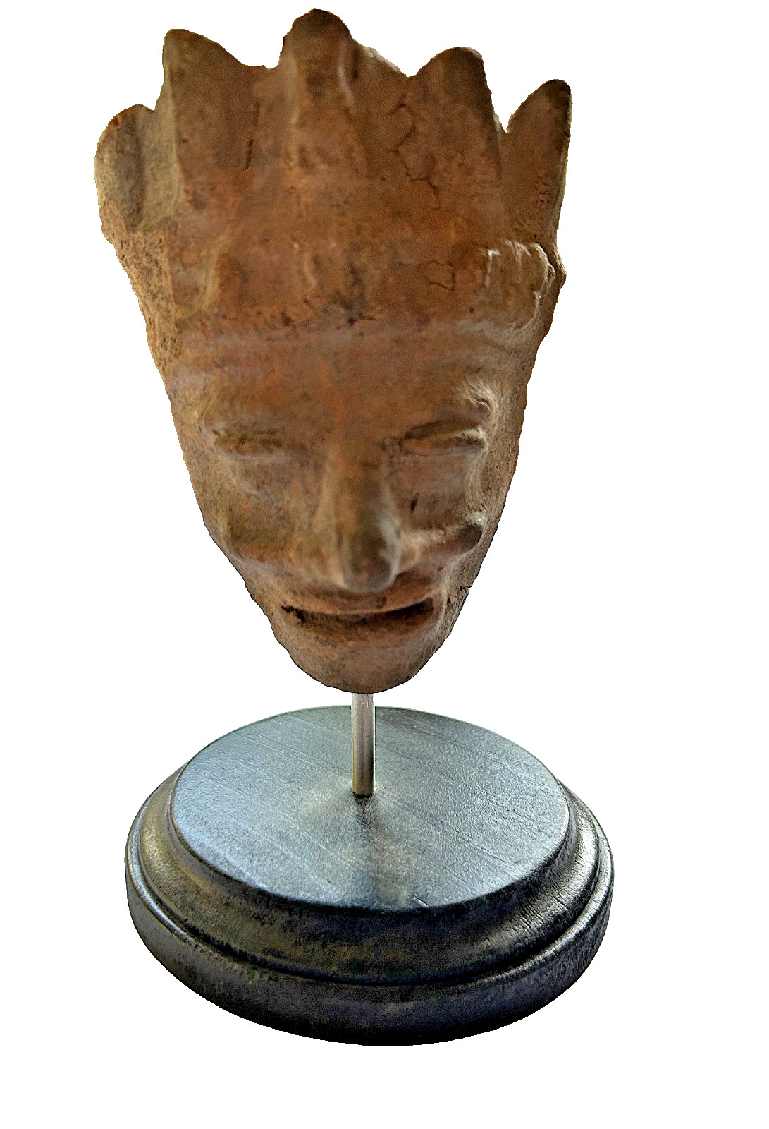 Pre Columbian - HEAD W/HEADDRESS FRAGMENT - YUCATAN - MESO-AMERICAN ON STAND