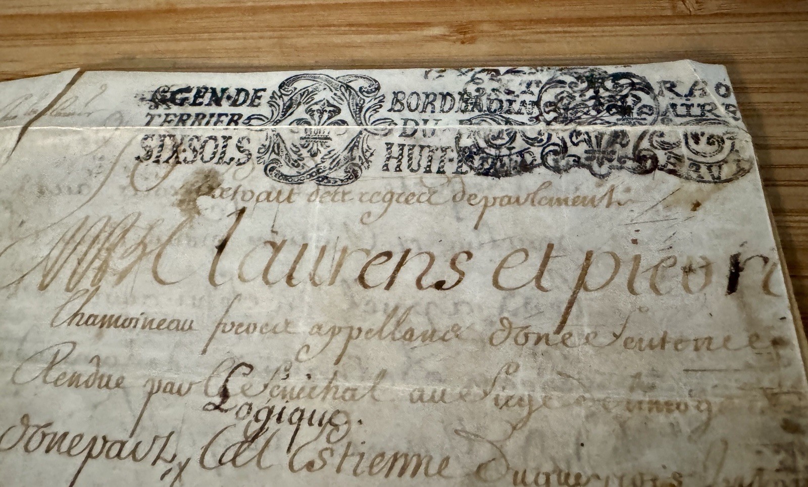 1702 French Vellum Royal Court Appeal Manuscript Bordeaux Ornate Fiscal Stamps