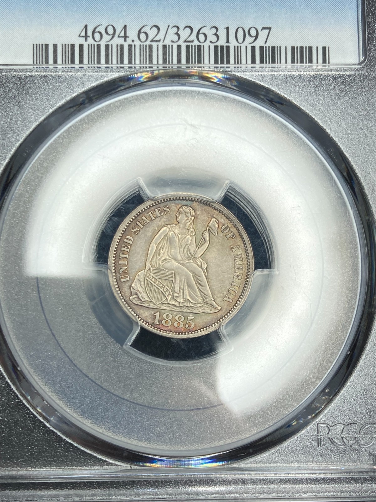 1885-P PCGS MS62 Seated Liberty Dime | Subtle Colorful Rim Toning | Sharp Strike