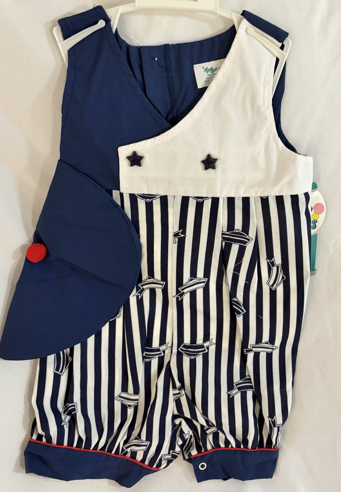 Vintage Tiny Tots Boys 24M NWT Sailor Romper Hat Set Navy White Nautical Vintage Tiny Tots Boys 24M NWT Sailor Romper Hat Set Navy White Nautical