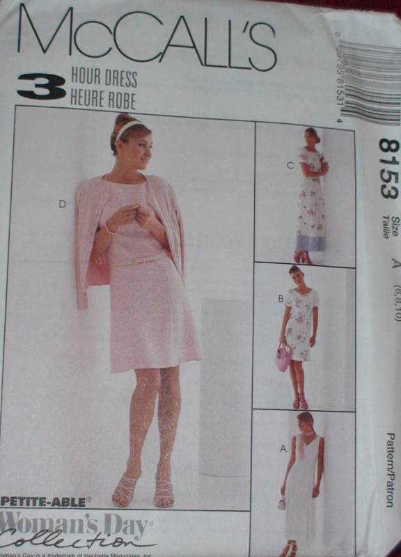 8153 Vintage McCalls SEWING Pattern Misses 2-Pc Dress UNCUT NEW OOP FF