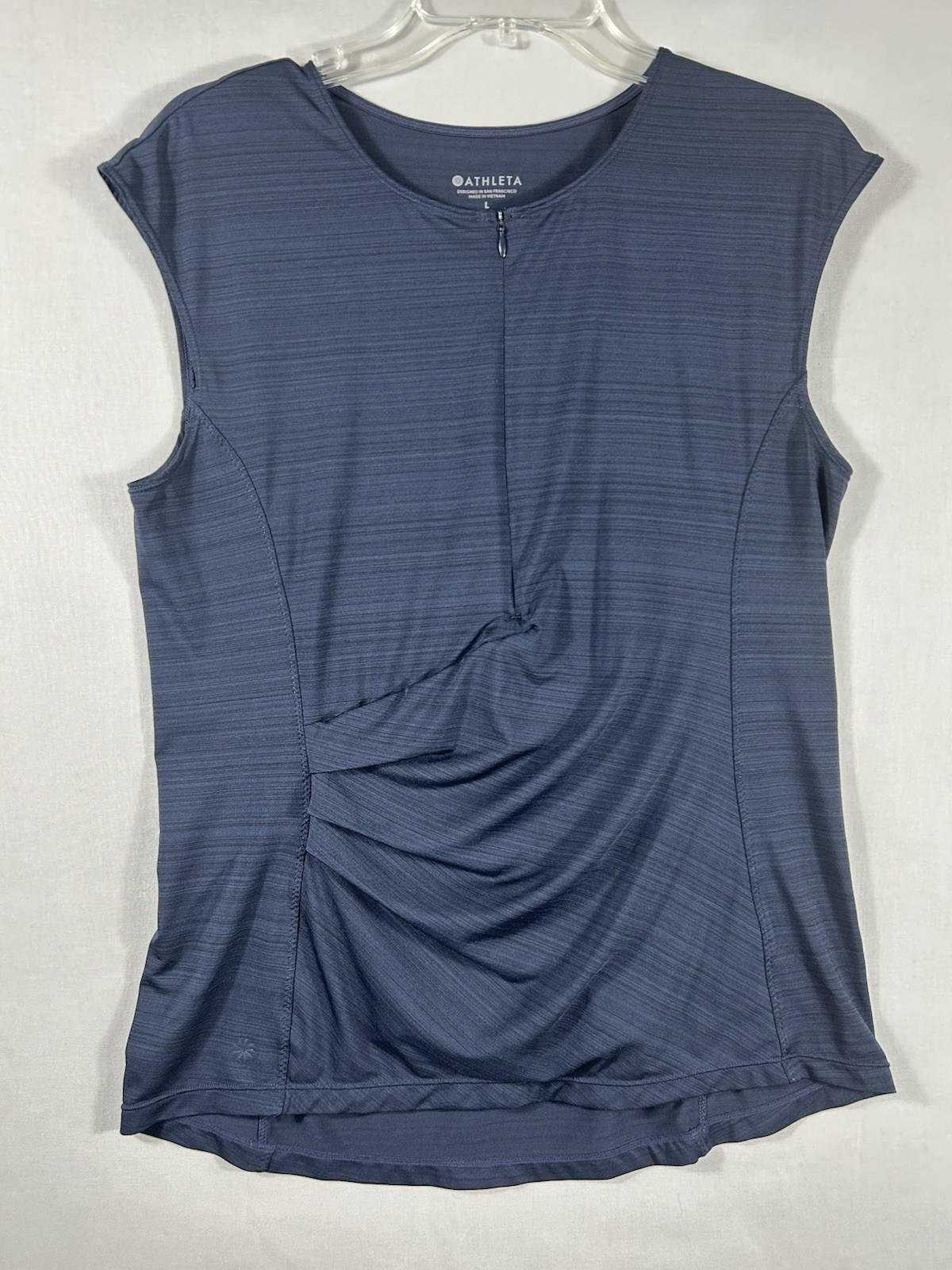 ATHLETA Pacifica Wrap Front Womens Navy Large Tank Top Sleeveless With Zip Front ATHLETA Pacifica Wrap Front Womens Navy Large Tank Top Sleeveless With Zip Front