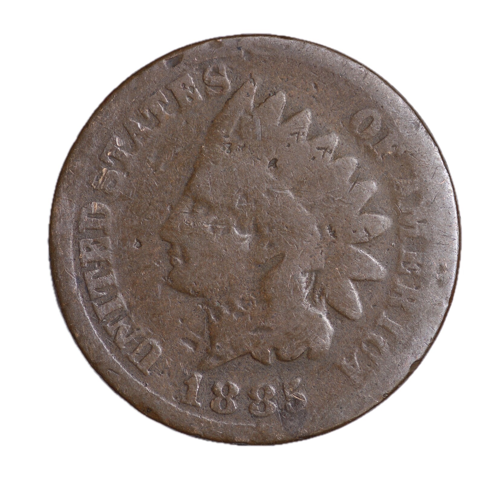 1885 FULL DATE Indian Head Cent Penny KEY DATE AVERAGE CIRCULATED 1885 FULL DATE Indian Head Cent Penny KEY DATE AVERAGE CIRCULATED
