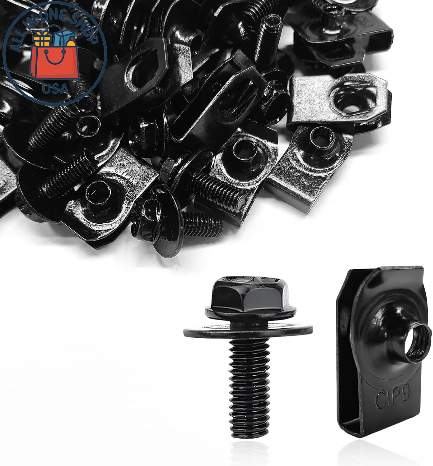 M6-1.0 Body Bolts and U-Nuts Kit for Auto Body Applications, 50 Pieces M6-1.0 Body Bolts and U-Nuts Kit for Auto Body Applications, 50 Pieces