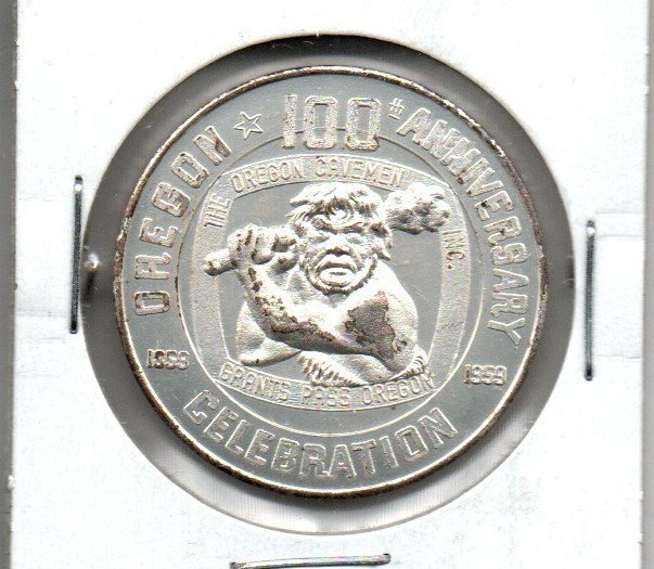 Oregon 100th Anniv Statehood series - Grants Pass - Silver Plated 50 cent token