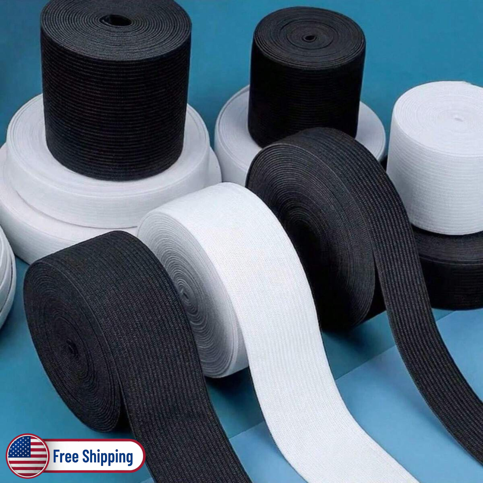 10M Heavy Duty Flat Elastic Band Stretch Cord Spool for Waistbands Sewing Crafts