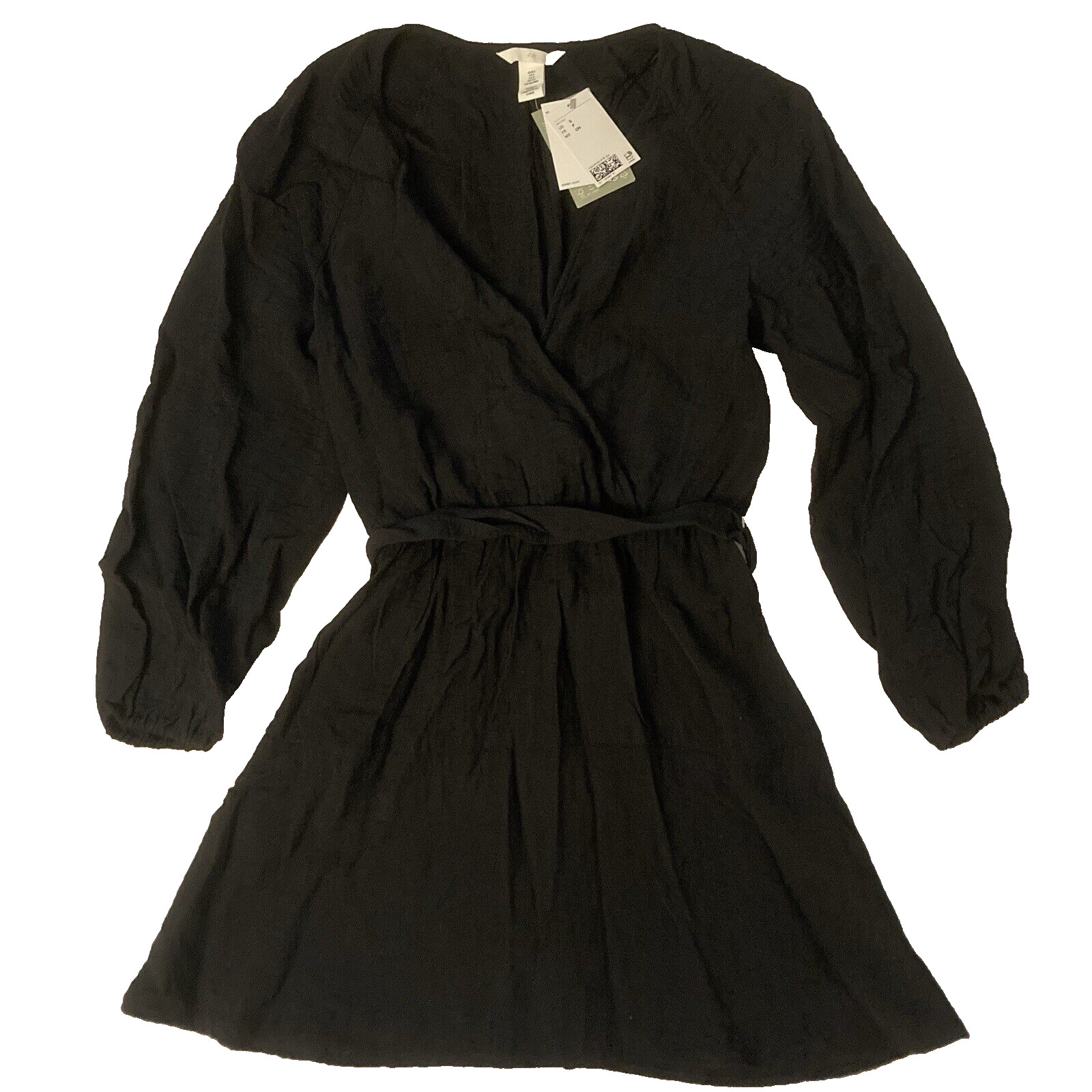 H & M Women\'s Dress Black with Belt Lenzing Ecovero Viscose Small NEW H & M Women\'s Dress Black with Belt Lenzing Ecovero Viscose Small NEW