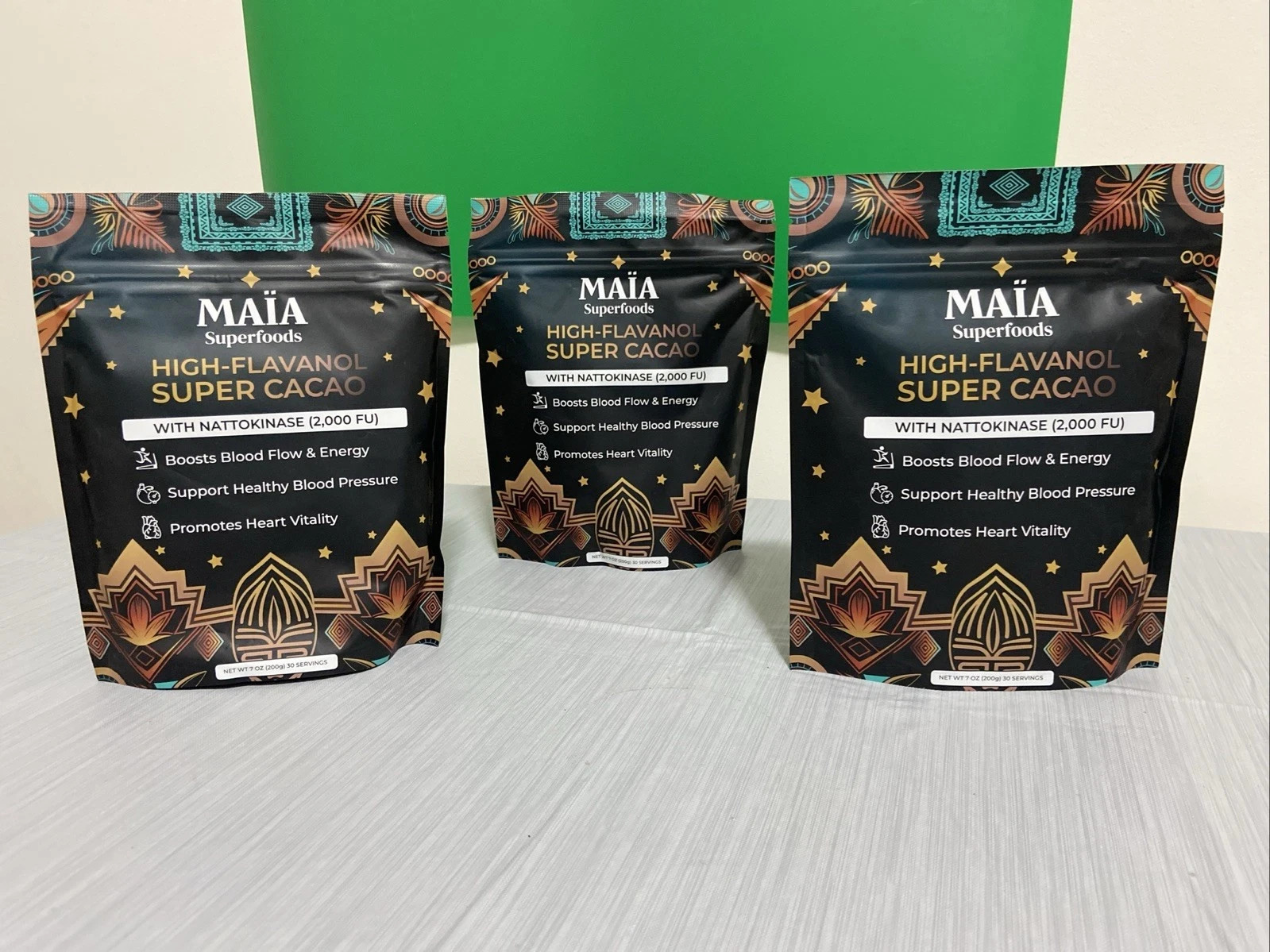 3 x MAIA High-Flavanol Super Cacao Cardiovascular Superfood 30 Servings Genuine