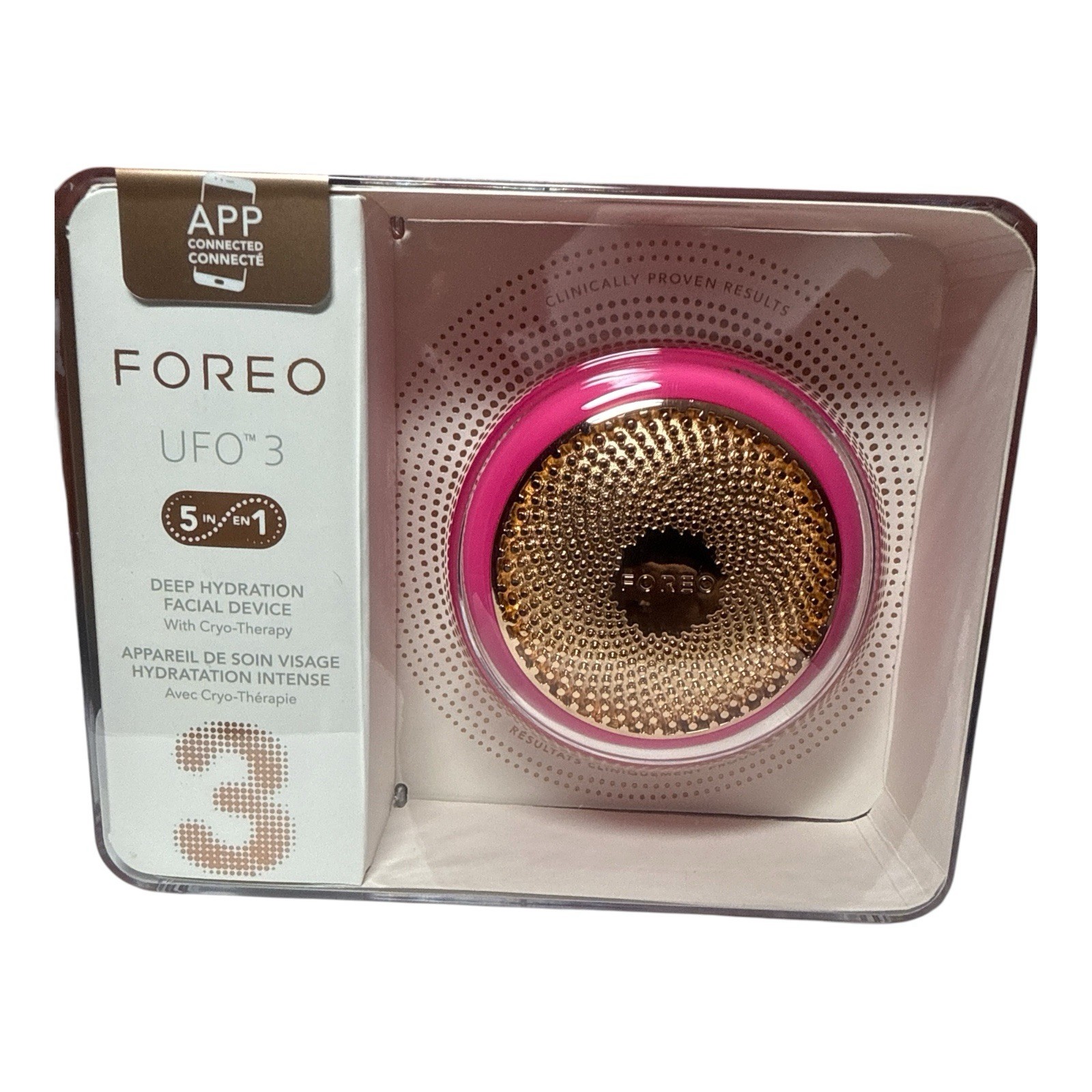 Foreo UFO 3 5 IN 1 DEEP HYDRATION FACIAL DEVICE with Cryo-Therapy Fuchsia Sealed