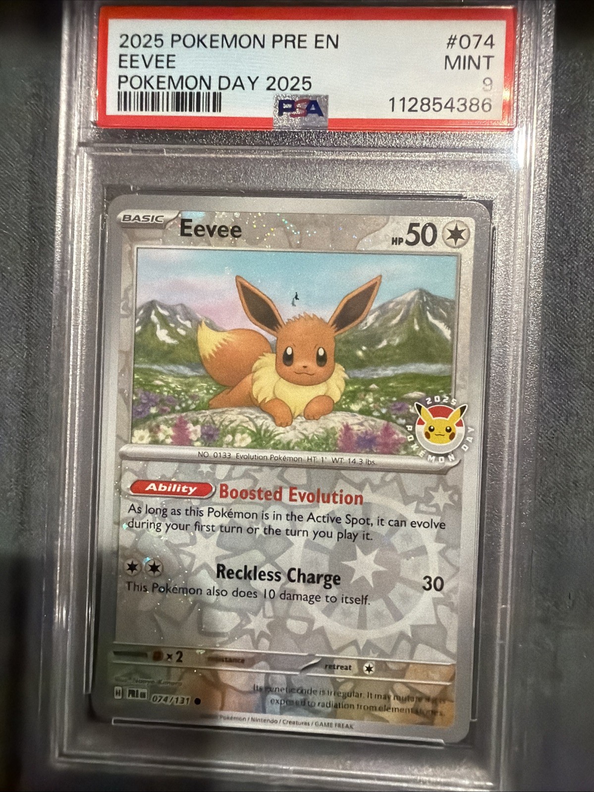 POKEMON 2025 Prismatic Evolutions Pokemon Day 2025 EEVEE #074 PSA 9 Mint POKEMON 2025 Prismatic Evolutions Pokemon Day 2025 EEVEE #074 PSA 9 Mint