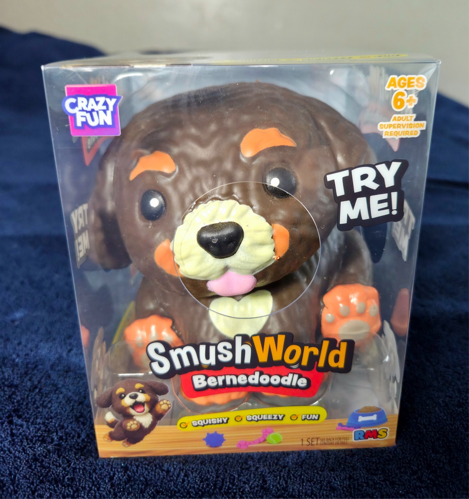 RMS Smushworld Bernedoodle dog Squishy Stress Toy Sensory Fidget Viral Squishy