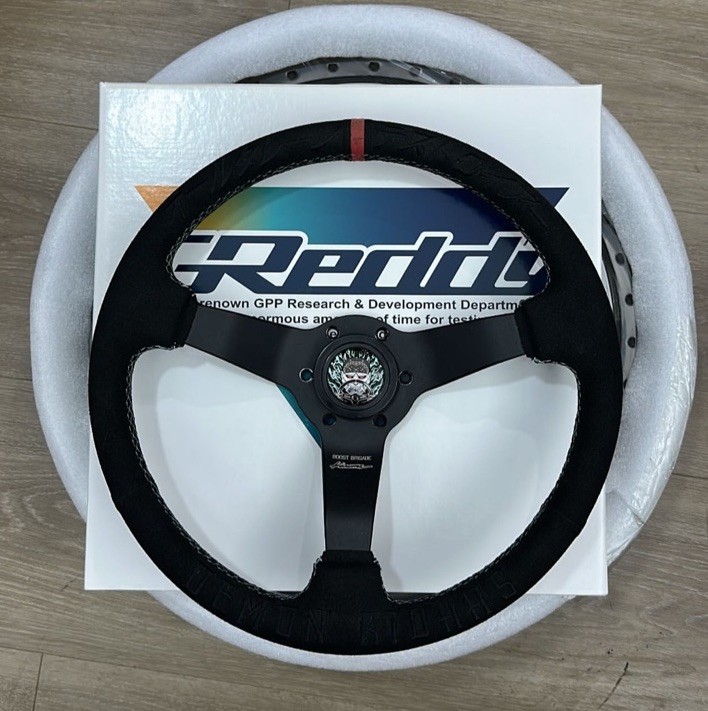 GReddy Boost Brigade X Karuma Limited Steering Wheel 350mm-Black Suede w/Black