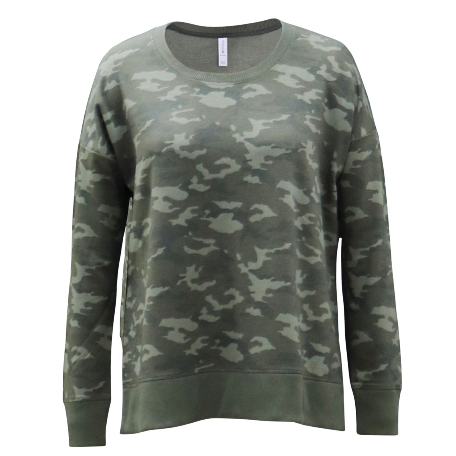 IDEOLOGY Women\'s Camo Print Sweatshirt sz L Large Green Top