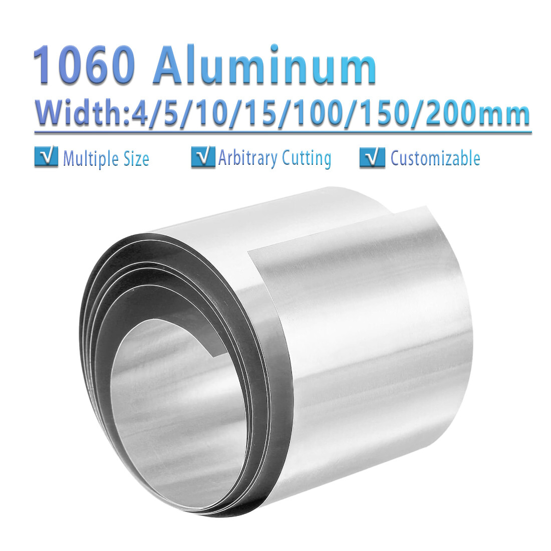 Aluminum Thin Metal Sheet Roll Foil Plate Strip thickness 0.2~2mm Various Widths